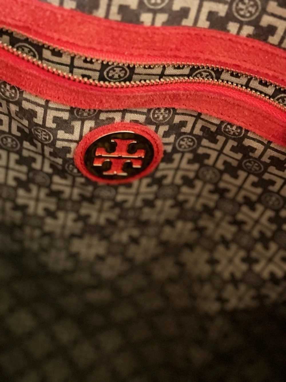 Tory Burch Marion Suede Tote Bag Red Large